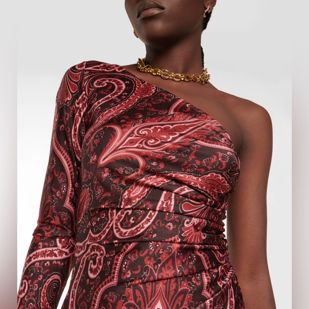 Etro Paisley Print One Shoulder Dress - Picture 3 of 16